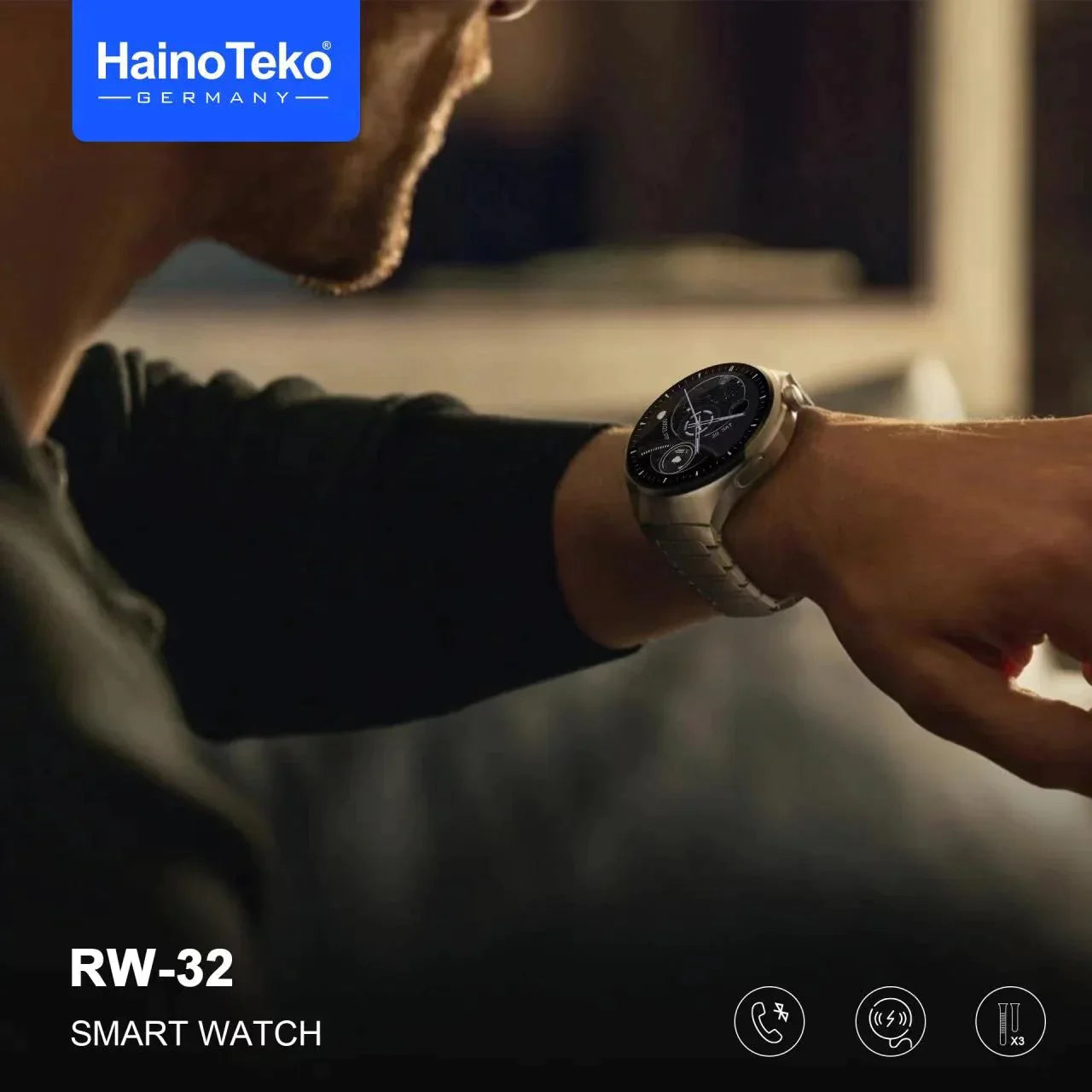 Haino Teko RW-32 AMOLED Display Smart Watch with 3 Strap